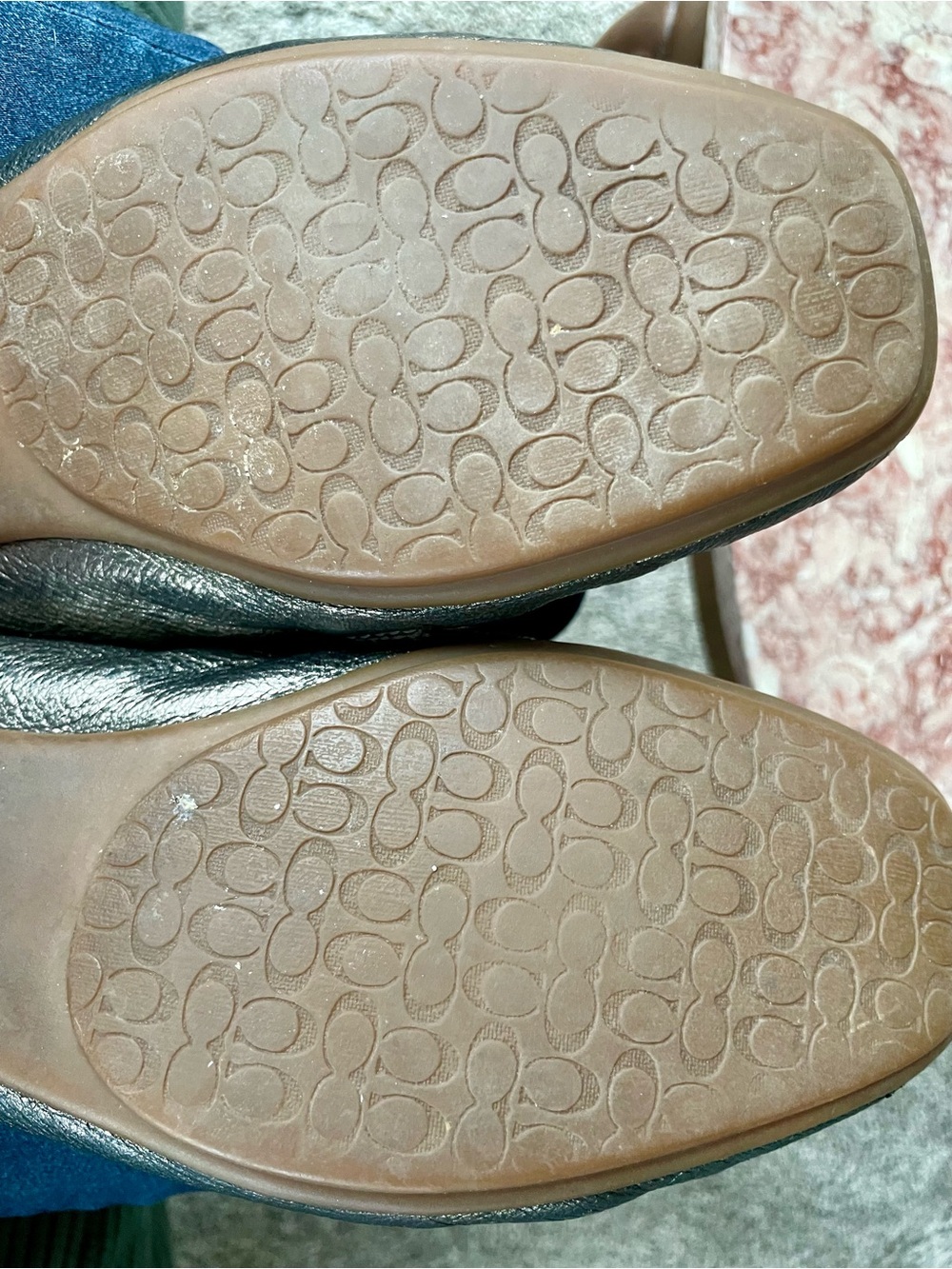 Sz 10 Coach Metallic Greenish Bronze With Brown Trim Leather Women's Loafers - Picture 11 of 12